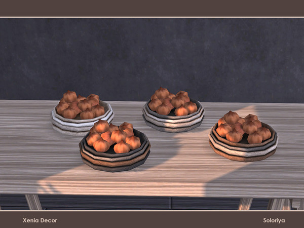 Sims 4 — Xenia Decor. Plates with Onion by soloriya — Plates with onion. Part of Xenia Decor set. 4 color variations.