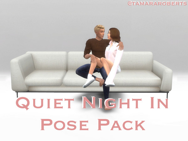 Sims 4 — Quiet Night In Pose Pack by tamararoberts — A pose pack for your loved up sims cuddling on the sofa! Comes with