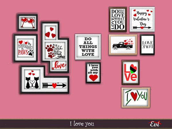 Sims 4 — I love you by evi — Cute wall pics with love theme