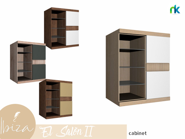 Sims 4 — Nikadema Ibiza El Salon II Cabinet by nikadema — The thrid piece of the tv unit is this cabinet, made in wood,