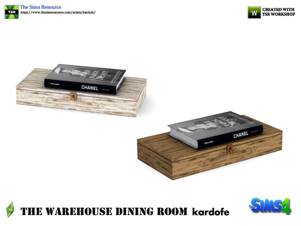 Sims 4 — kardofe_The Warehouse Dining Room _Box and book by kardofe — Worn wooden box with a book on top,in two colour