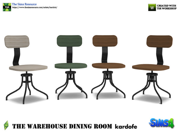 Sims 4 — kardofe_The Warehouse Dining Room _DiningChair by kardofe — Wood and metal chair, industrial style, in four