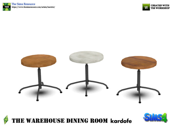 Sims 4 — kardofe_The Warehouse Dining Room _Stool by kardofe — Industrial style stool in wood and metal three different