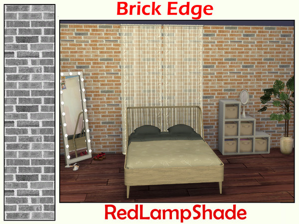 Sims 4 — Brick Edge by RedLampShade — Brick walls (mostly red) with some exposed brick edges 6 swatches and base game