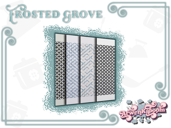 Sims 4 — Frosted Grove - Tile Wall by ArwenKaboom — Base game wall in 4 recolors. It can be found in tile section. You