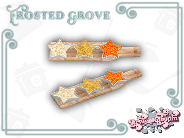 Sims 4 — Frosted Grove - Star Bowls by ArwenKaboom — Base game bowls in 7 recolors. You can find all items by searching