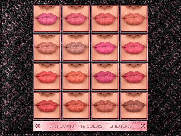 Sims 4 — [PATREON] LIPSTICK #101 by Jul_Haos — OPEN ACCESS - CATEGORY: LIPSTICK - COLORS: 16 - GENDER: FEMALE - HQ