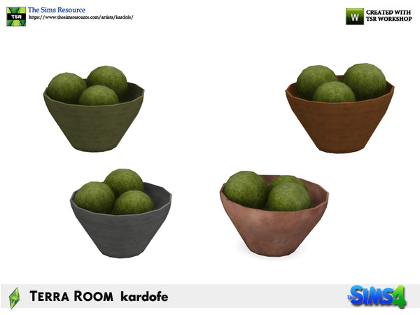 Sims 4 — kardofe_Terra Room_Bowl by kardofe — Bowl with moss balls, decorative, in four colour options 