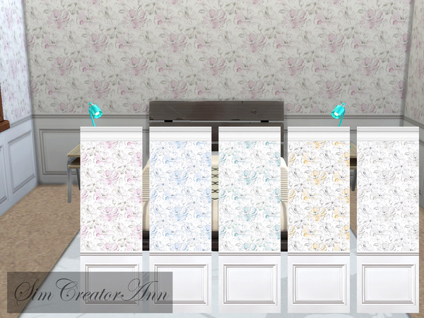 Sims 4 — Flowers #3 by Sim_Creator_Ann — A cute flower wallpaper, comes in 3 heights and 5 swatches. Which one is your