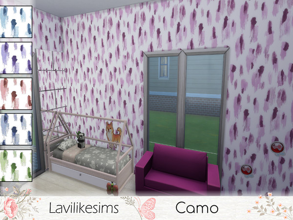 Sims 4 — Camo by lavilikesims — A camo inspired wallpaper in 6 swatches, this wallpaper could be perfect for a teens