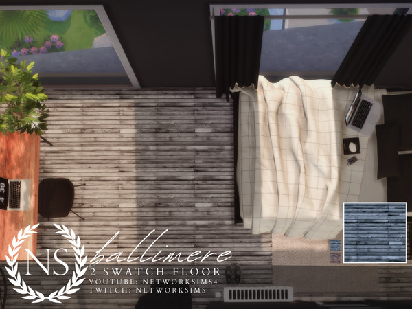 Sims 4 — Ballimere Wooden Flooring - Networksims by networksims — Thin, rustic wooden planks in 2 colour swatches.