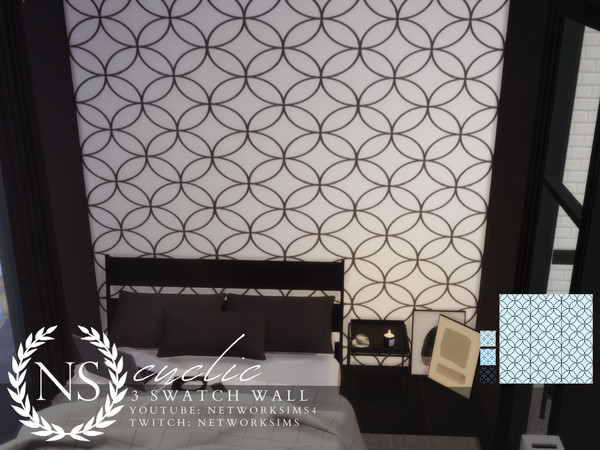 Sims 4 — Cyclic Wallpaper - Networksims by networksims — A modern geometric wallpaper in 3 colour swatches.