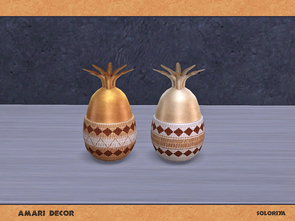 Sims 4 — Amari Decor. Ananas by soloriya — Ananas sculpture. Part of Amari Decor set. 2 color variations. Category: