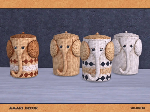 Sims 4 — Amari Decor. Elephant Basket, v1 by soloriya — Elephant basket, version one. Part of Amari Decor set. 4 color