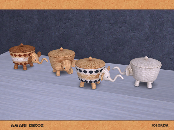 Sims 4 — Amari Decor. Elephant Basket, v2. by soloriya — Elephant basket, version two. Part of Amari Decor set. 4 color