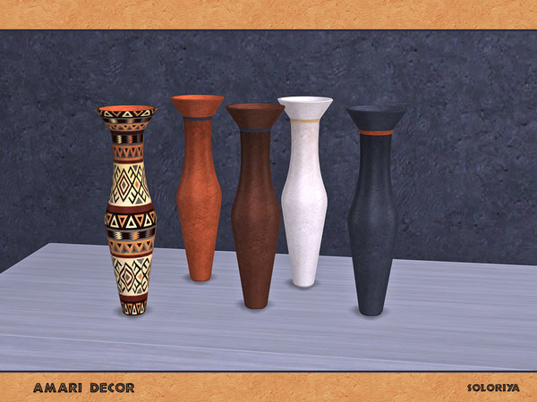 Sims 4 — Amari Decor. Vase, v1 by soloriya — Vase, version one. Part of Amari Decor set. 5 color variations. Category: