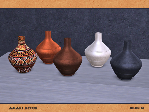 Sims 4 — Amari Decor. Vase, v3 by soloriya — Vase, version three. Part of Amari Decor set. 5 color variations. Category: