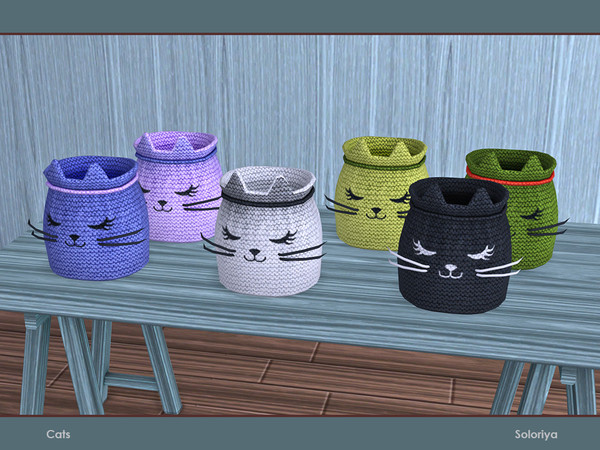Sims 4 — Cats. Basket Cat by soloriya — Basket cat. Part of Cats set. 6 color variations. Category: Decorative - Clutter.