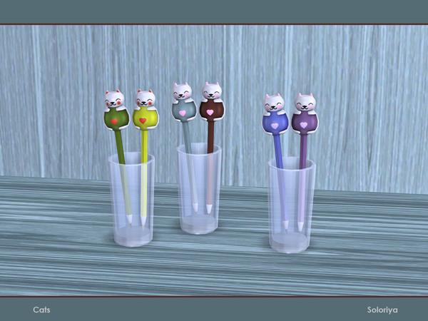 Sims 4 — Cats. Pencils by soloriya — Cats pencils. Part of Cats set. 4 color variations. Category: Decorative - Clutter.