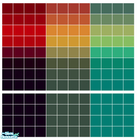 Sims 2 — Poison Tile Set by s00z — Three tiled walls with coordinating floors.