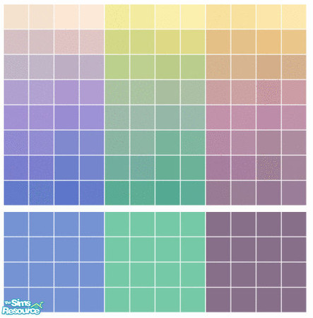 Sims 2 — Panorama Tile Set by s00z — Three tiled walls with coordinating floors.