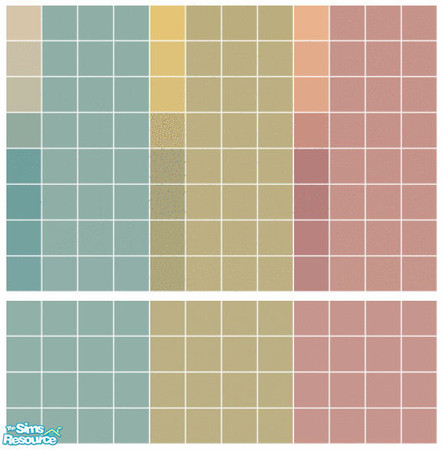 Sims 2 — Angeles Tile Set by s00z — Three tiled walls with coordinating floors.