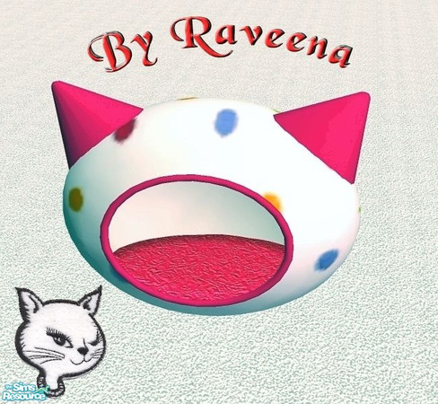 Sims 2 — Kitty Kat Bed - Polka Dot by Raveena — A recolor of Linegud's darling cat pet mesh. You must download her mesh