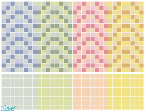 Sims 2 — Chevron Tile Set by s00z — Four tiled walls with coordinating floors.