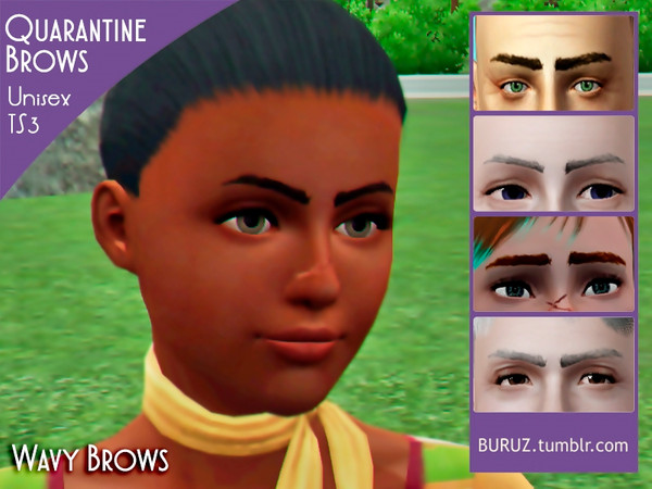 Sims 3 — QuarantineBrows Wavy by Buruz — Eyebrows available for male and female. All ages. Sims 3 version. 1.67