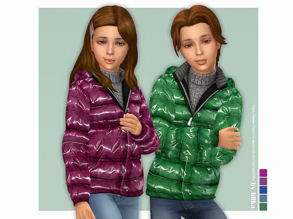 Sims 4 — Shiny Jacket - Kids [NEEDS SEASONS] by lillka — Shiny Jacket for Kids 5 swatches You need Seasons Custom