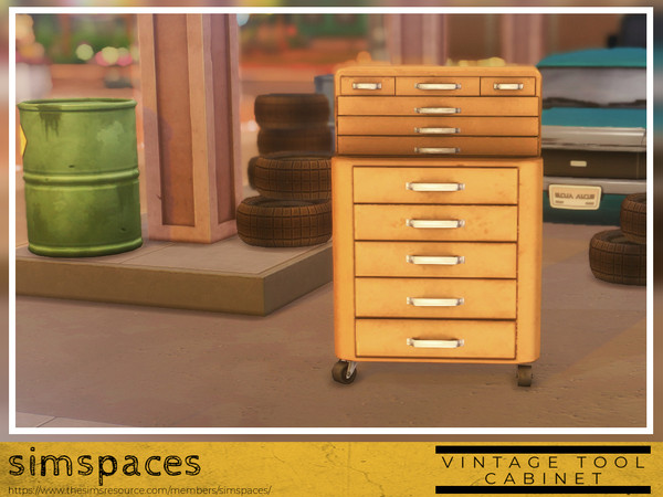 Sims 4 — Vintage Tool Cabinet by simspaces — A tool cabinet full of function and worn down with hard work over the years.