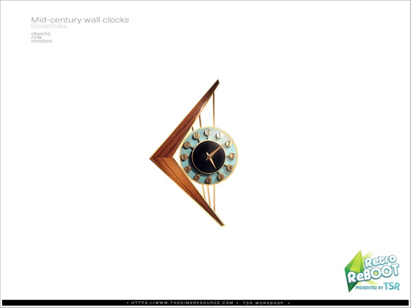 Sims 4 — [Mid-century] Wall clock v01 by Severinka_ — Wall clock v01 From the set 'Mid-century wall clocks' Retro ReBOOT
