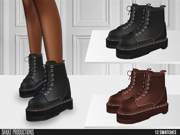 Sims 4 — ShakeProductions 633 - Leather Boots by ShakeProductions — Shoes/Boots New Mesh All LODs Handpainted 12 Colors