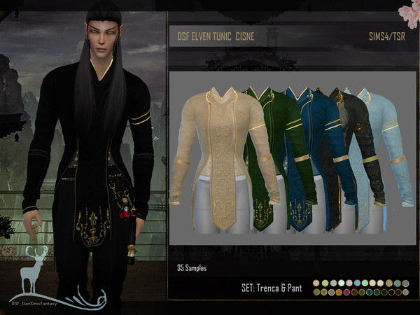 Sims 4 — DSF ELVEN TUNIC CISNE by DanSimsFantasy — Elven tunic adjusted to the body in velvet and cotton material. You