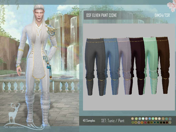 Sims 4 — DSF ELVEN PANT CISNE by DanSimsFantasy — Elven trousers adjusted at the ankles, corresponds to the elven tunic