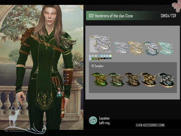 Sims 4 — DSF Hombrera of the clan Cisne by DanSimsFantasy — This medieval accessory corresponds to the elven costume of