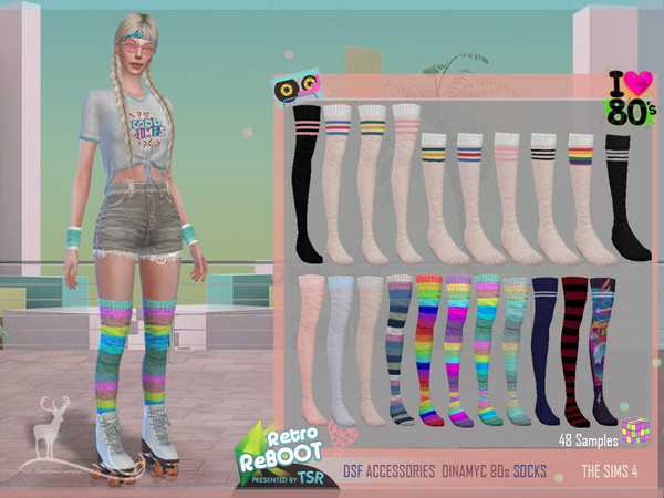 Sims 4 — Retro ReBOOT DSF ACCESSORIES  DINAMYC 80s SOCKS by DanSimsFantasy — These socks correspond to the DYNAMIC 80s