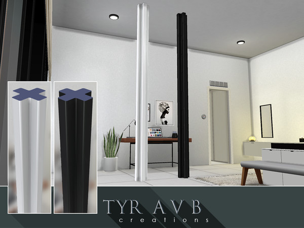Sims 4 — X-Shaped Deco Column - MEDIUM by TyrAVB — This X-shaped column with a semi-gloss brushed metal finish and soft