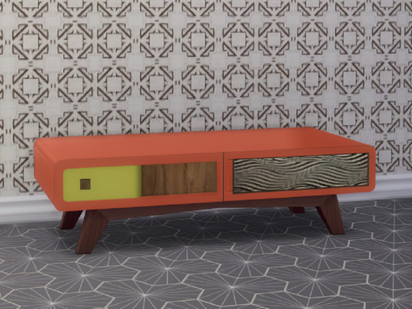 Sims 4 — Retro ReBOOT 70's Living Coffee Table by seimar8 — Retro coffee table from the 1970's. Part of 70's Living set.