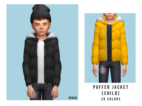 Sims 4 — Puffer Jacket [Child] by OranosTR — - New Mesh - 20 Colors - Female - Male [Unisex] - HQ mode compatible -