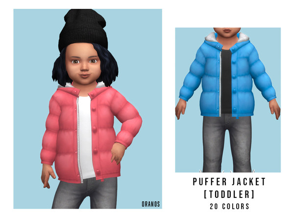 Sims 4 — Puffer Jacket [Toddler] by OranosTR — - New Mesh - 20 Colors - Female - Male [Unisex] - HQ mode compatible -