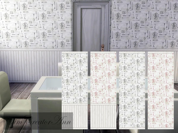 Sims 4 — Kitchen Wallpaper by Sim_Creator_Ann — A nice kitchen wallpaper, comes in 3 wall heights and 4 swatches. Price: