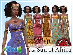 Sims 4 — dress Sun of Africa by Helen_show — ribbon dress in African style. This is a repainting of the dress from the