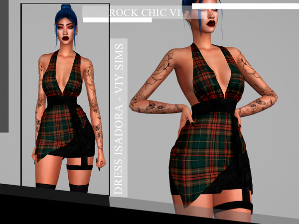 Sims 4 — Rock Chic VI - Dress ISADORA by Viy_Sims — New Mesh!! Unic Color Compatible with HQ mode