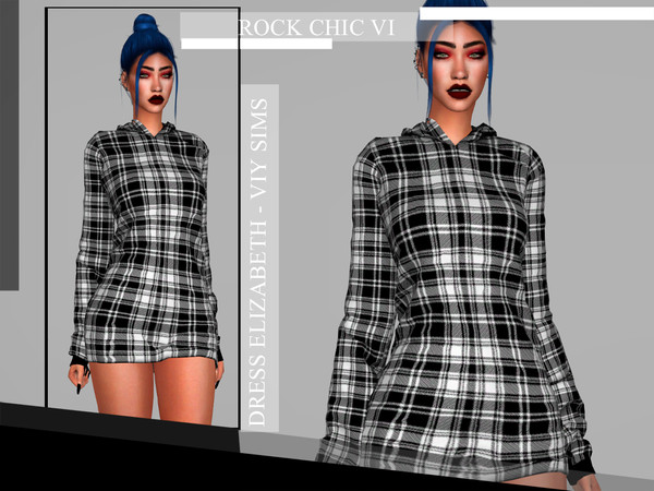 Sims 4 — Rock Chic VI - Dress ELIZABETH by Viy_Sims — New Mesh!! Unic Color Compatible with HQ mode