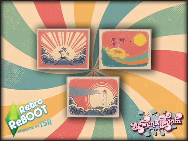 Sims 4 — Retro ReBOOT - Wall Picture II by ArwenKaboom — Base game wall pictures in 9 recolors. You can find all the