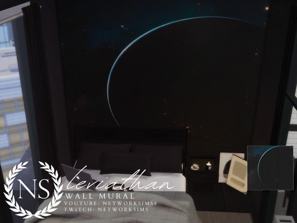 Sims 4 — Leviathan Wall Mural - Networksims by networksims — A 7 piece wall mural of a planet in space.