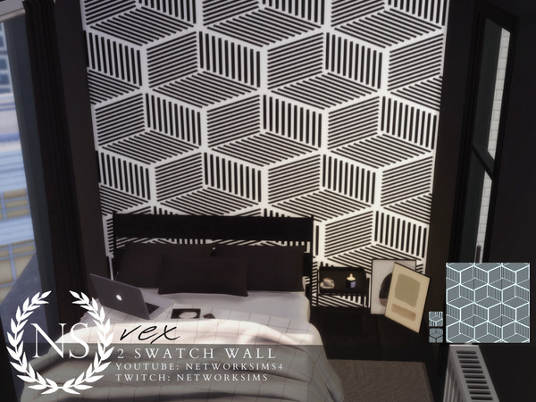 Sims 4 — Vex Wallpaper - Networksims by networksims — A geometric wallpaper in 2 colour swatches.