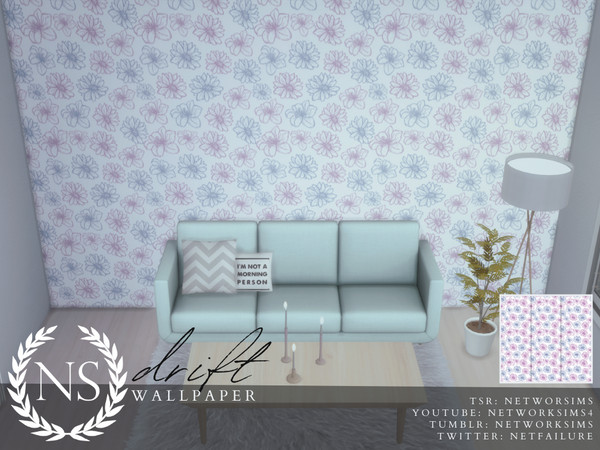 Sims 4 — Drift Wallpaper - Networksims by networksims — Pale floral wallpaper.