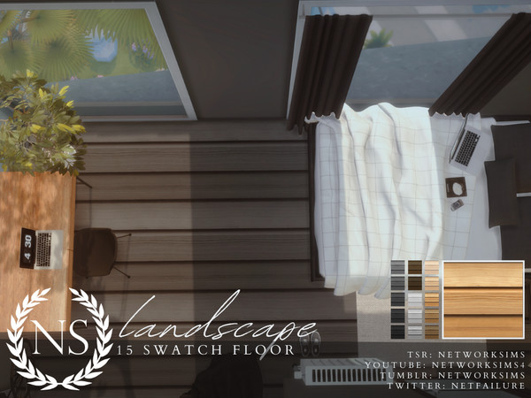 Sims 4 — Landscape Wooden Floor by networksims — A wooden floor with defined planks, in 15 colour swatches.